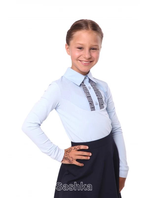 Блуза для дівчинки Sashka трикотажна блакитна, розмір 116-146